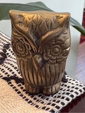 Decorative Brass Owl Figurine - Home Accents